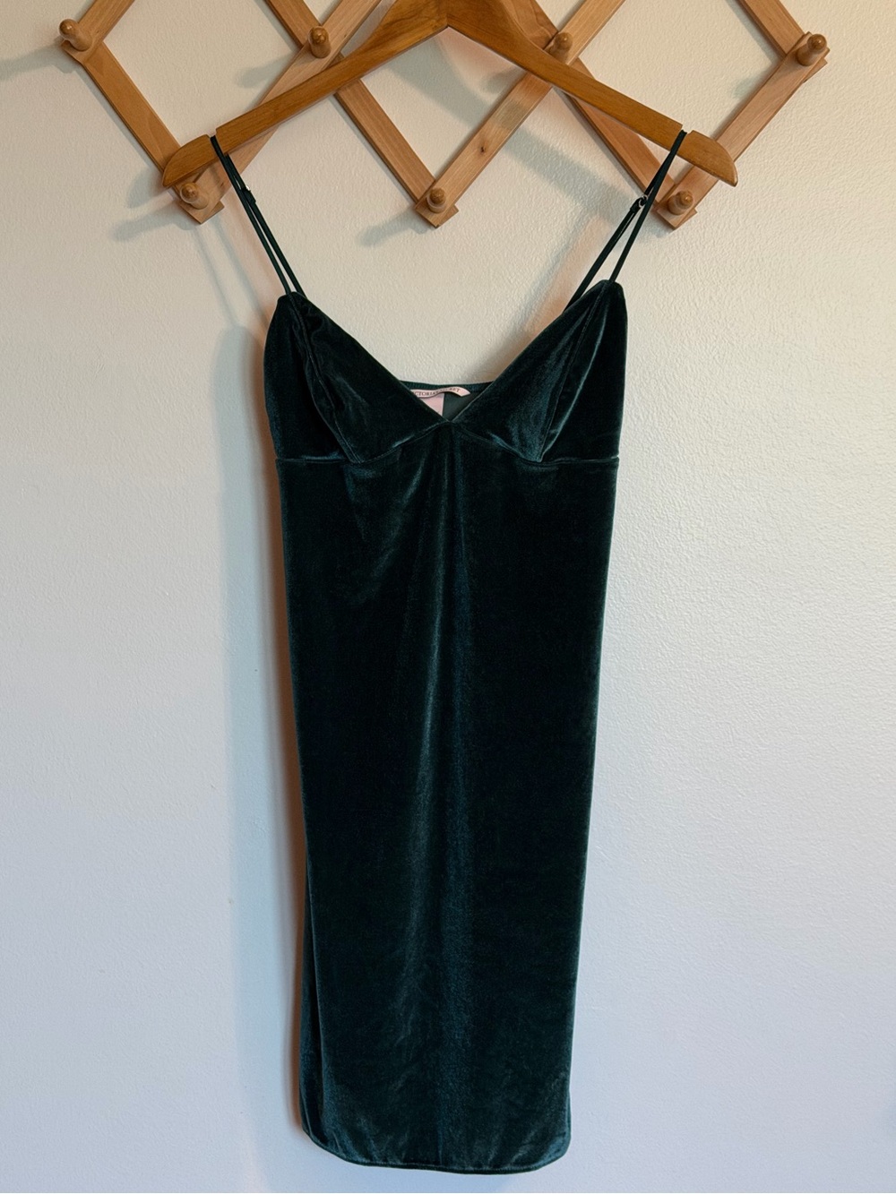 Victoria's Secret Vintage Emerald Velvet Slip Mini Dress